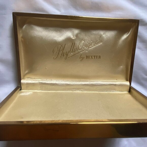 Vintage Phyllis Originals Hinged Gold-tone Metal, Fabric Satin Lined Jewelry Box - Picture 5 of 6